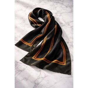 CELINE PARIS Silk Scarf Scarf Twilly Horsebit Pattern Green Orange Authentic